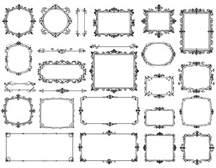 Decorative black line art picture frames