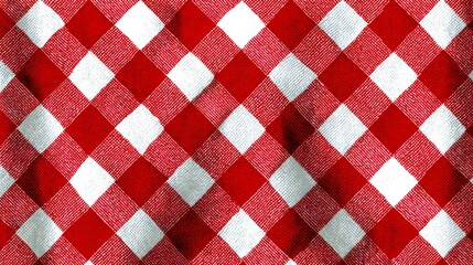 Red and white gingham picnic tablecloth pattern