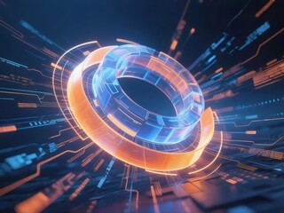 オレンジと青の抽象的なテクノロジーデザイン