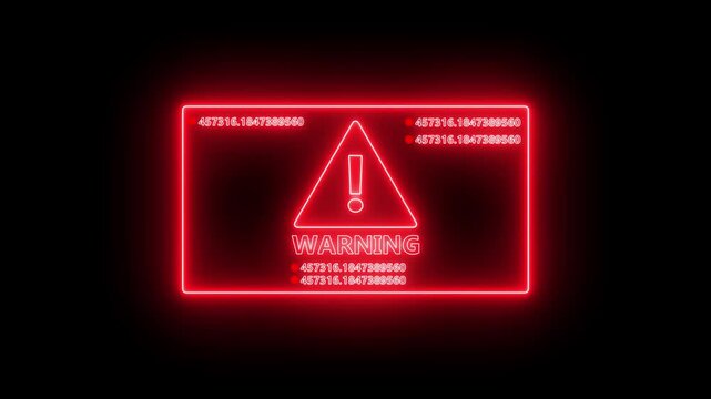 Warning security breach computer hacking warning message hacked Warning symbol on the screen privacy protection data hacking malware virus Danger sign. privacy protection data hacking.4k video