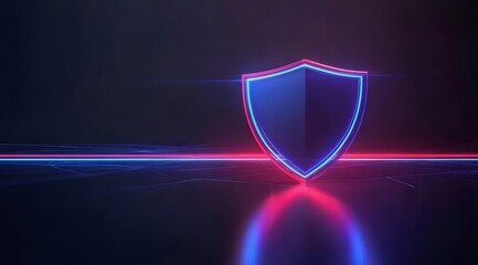 輝く青とピンクの盾形のネオンライトの床