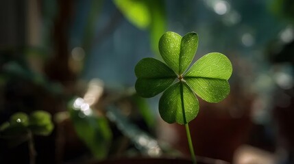 滴と鮮やかな緑のクローバー植物のクローズアップ