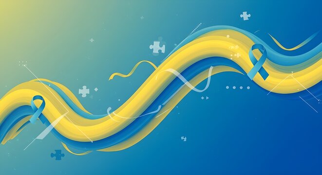 Abstract Down Syndrome Awareness Background | Blue and Yellow Artistic Design