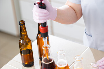 Beer production process: crafting brew with precision equipment in brewery