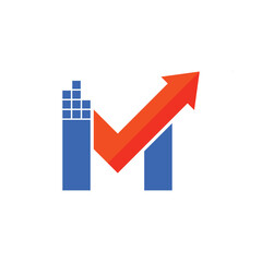 Business graph with arrow
