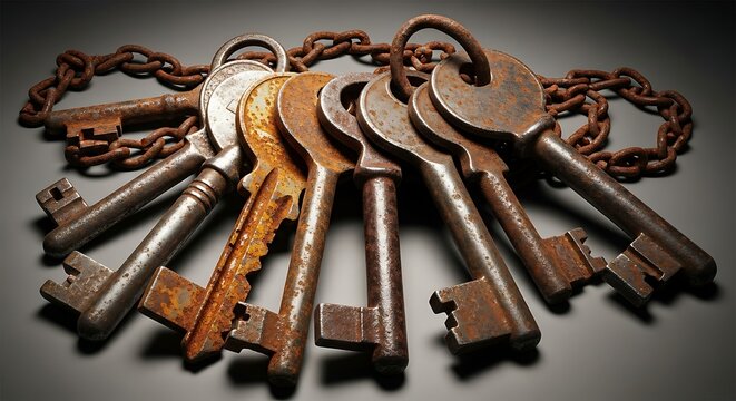 Antique skeleton keys collection vintage ornate metal keys for old locks access security