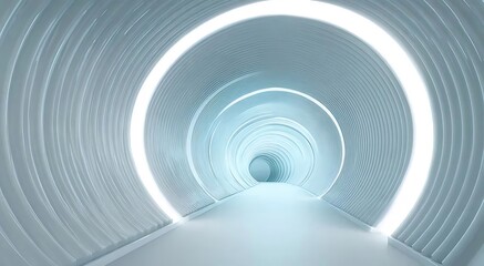 Obraz premium 輝く白い未来的なトンネルの抽象的な内部構造