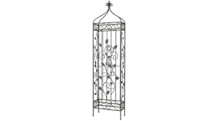 Decorative metal garden obelisk isolated PNG with Transparent Background