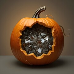 Pumpkin Filled with Shards of Broken Glass