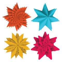 Colorful Abstract 3D Geometric Star Flower Shapes