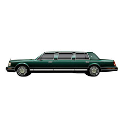 Classic green limousine with elegant design, showcasing luxury and style for special events