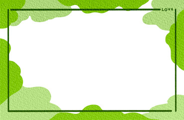 Fototapeta premium Green Love Frame Background with Paper Texture
