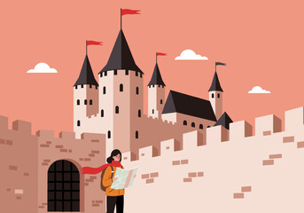 Exploring historical castles enchanting landscape travel story urban environment aerial view adventure concept