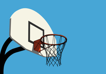 Basketball game action outdoor court sports equipment bright blue sky dynamic perspective athletic concept