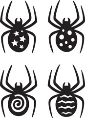 Black spider silhouette with stars on body and legs