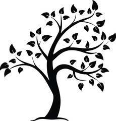 Obraz premium flowing tree silhouette with curved branches