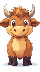 Obraz premium Cute cartoon cow with a friendly smile.