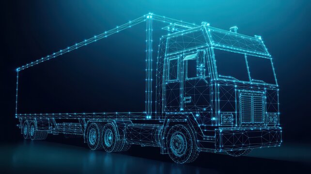 Abstract truck illustration futuristic low poly design transportation concept
