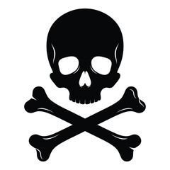 Classic skull and crossbones symbol pirate warning danger sign nautical emblem bold silhouette silhouette