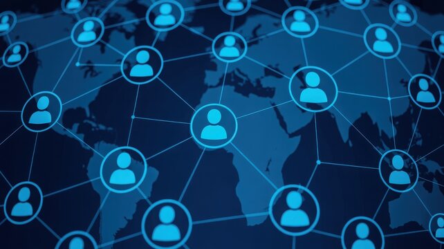Global network connection social media concept digital world map background