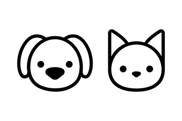 Simple cat and dog head icon.