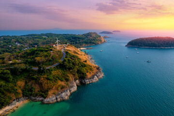Scenic view of cape promthep at sunset in phuket, thailand