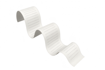 Wavy unrolled paper receipt or scroll with lines, isolated on transparent background