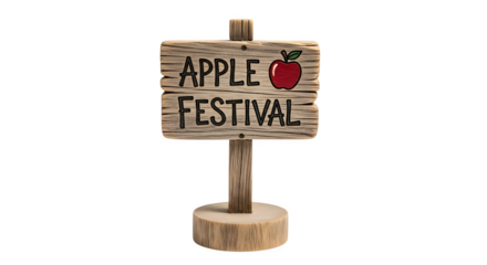 Rustic apple festival sign isolated on transparent background, a charming decoration for autumn events and a symbol of seasonal harvest celebration