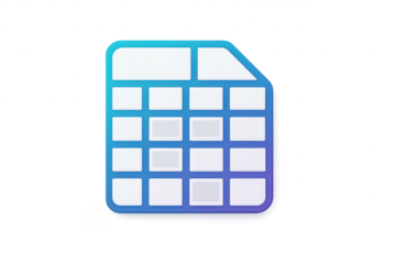 Modern spreadsheet table icon isolated on transparent background, data concept