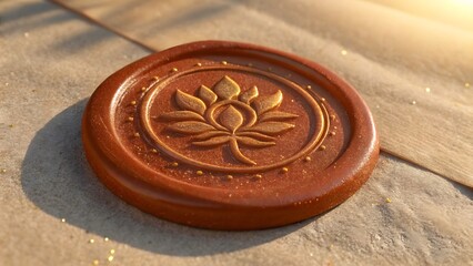 Wax Seal with Lotus Flower Emblem and Glitter stamp sealing wax