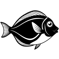 Minimalist Surgeonfish Line Art Vector Illustration on White Background