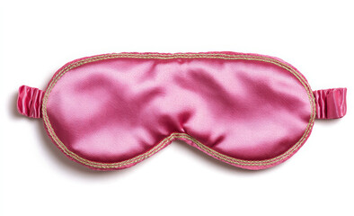 Pink Silk Sleep Eye Mask for Relaxation and Travel Isolated on White Background

