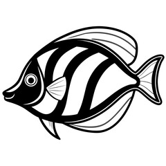Minimalist Surgeonfish Line Art Vector Illustration on White Background