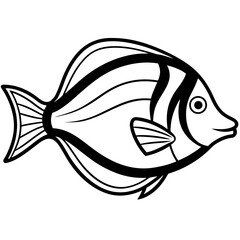 Minimalist Surgeonfish Line Art Vector Illustration on White Background