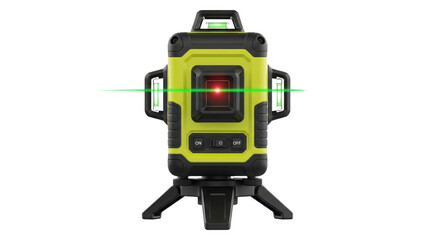 Green laser level tool for construction and alignment tasks isolated PNG with Transparent Background