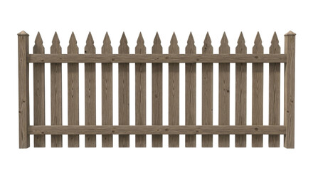 Wooden fence with picket posts isolated PNG with Transparent Background