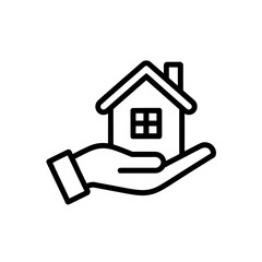 Obraz premium Hand Holding House Logo – Home Protection & Real Estate Icon