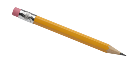 Yellow pencil with pink eraser isolated PNG with Transparent Background