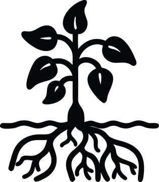 black plant with roots clip art preview
