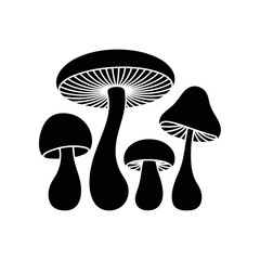Enchanting outline of various mushrooms in a cluster