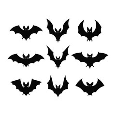 Spooky Bat Silhouettes: A captivating collection of ominous bat silhouettes, their wings outstretched against the vast expanse, a haunting reminder of the night's eerie presence.