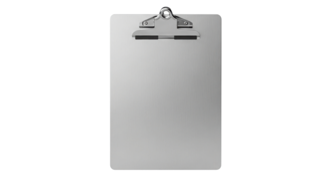 Silver clipboard for business usage isolated PNG with Transparent Background