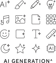 AI Generation Icon Set Creativity, Ideas, and Tools