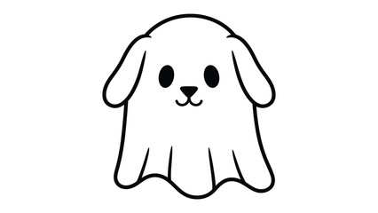 Friendly Cartoon Ghost: A cute, minimalist cartoon ghost with a friendly face floats, embodying joy and playfulness. The simple design conveys an approachable spirit.