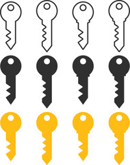 key icon set. Line and bold style. Access symbol. password or security sign