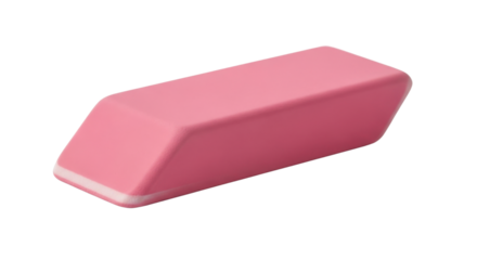 Pink eraser for correcting mistakes isolated PNG with Transparent Background