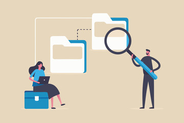 Digital data organization and search concept with people and folders