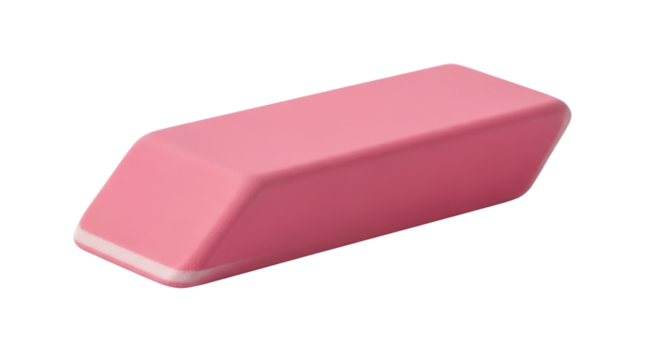 Pink eraser for correcting mistakes isolated PNG with Transparent Background