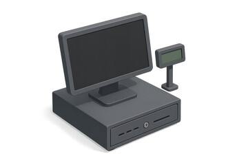 Obraz premium Modern POS system with monitor and customer display isolated on transparent background