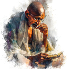 Gandhi jayanti watercolor poster illustration.